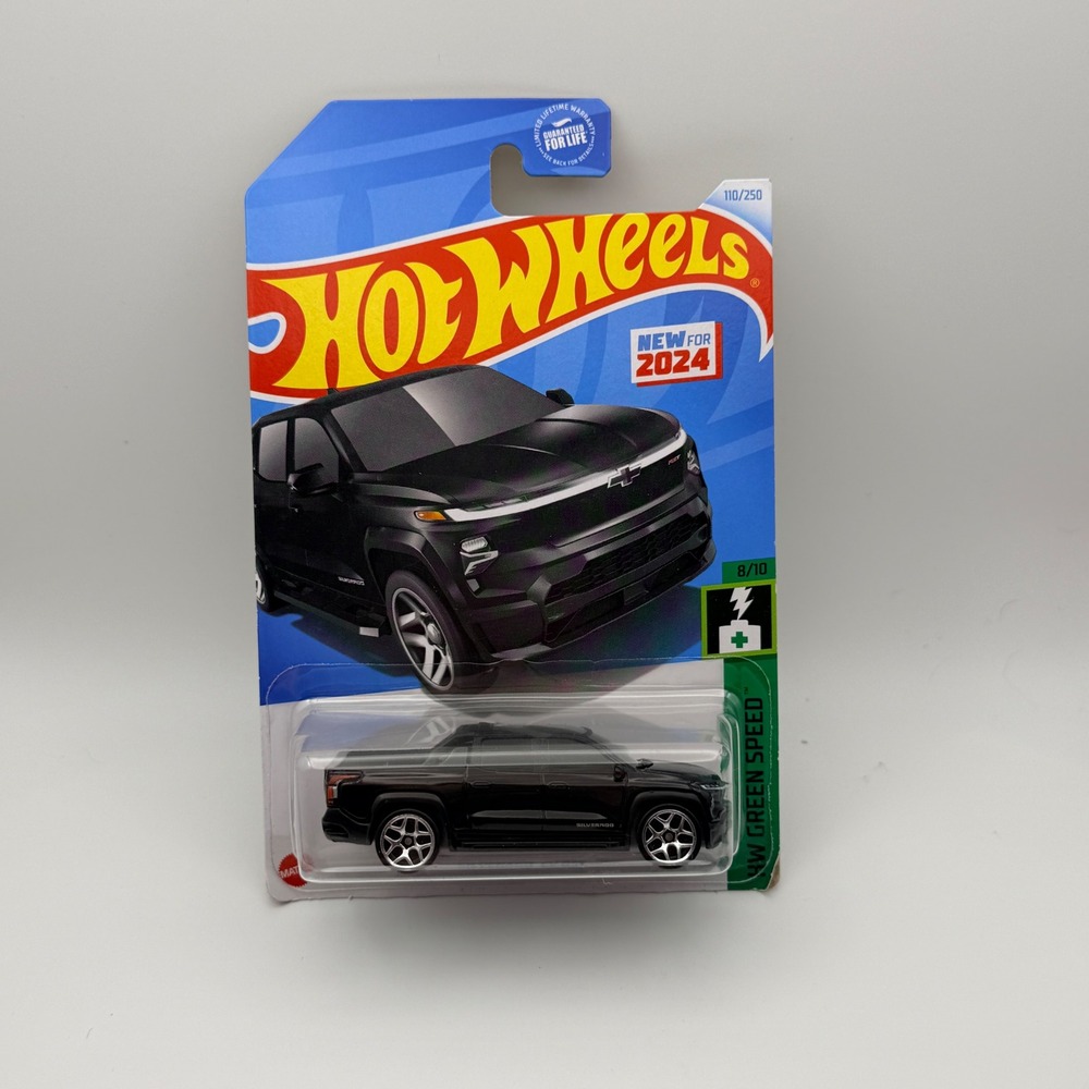 Hot Wheels 2024 Chevrolet Silverado EV RST Black HW Green Speed 110/250 HTD57
